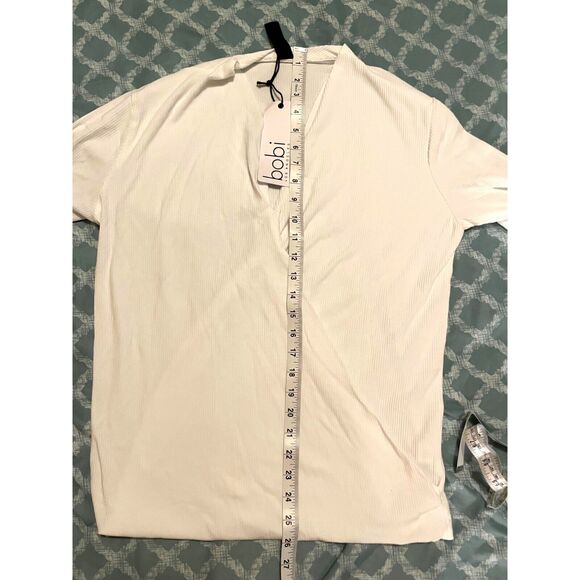 Bobi Modal Wide Rib Wrap Top Long-sleeve in White Womens Size L NWT - Picture 6 of 7